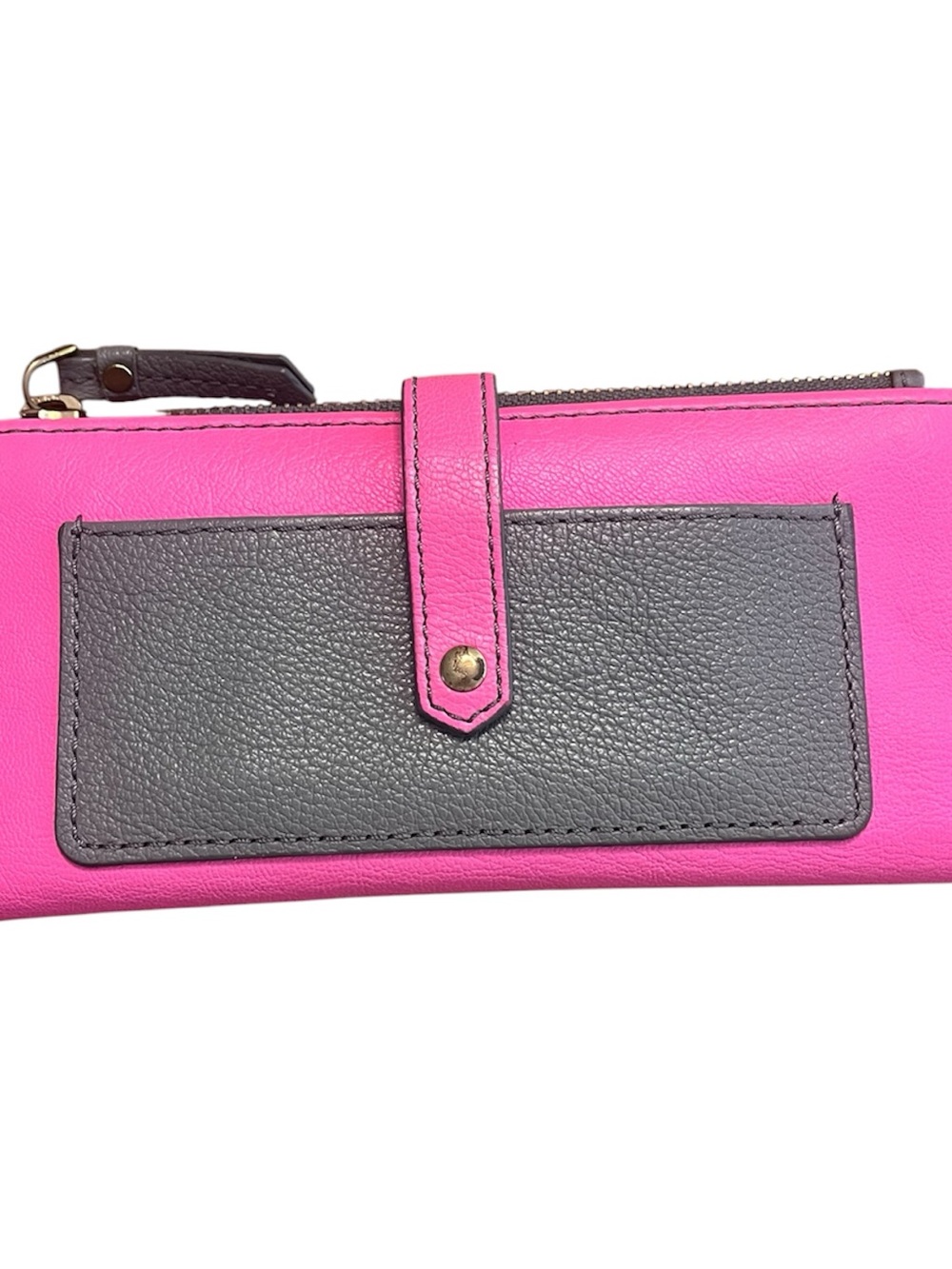 Fossil Keely Tab Clutch Wallet in Neon Pink Gray